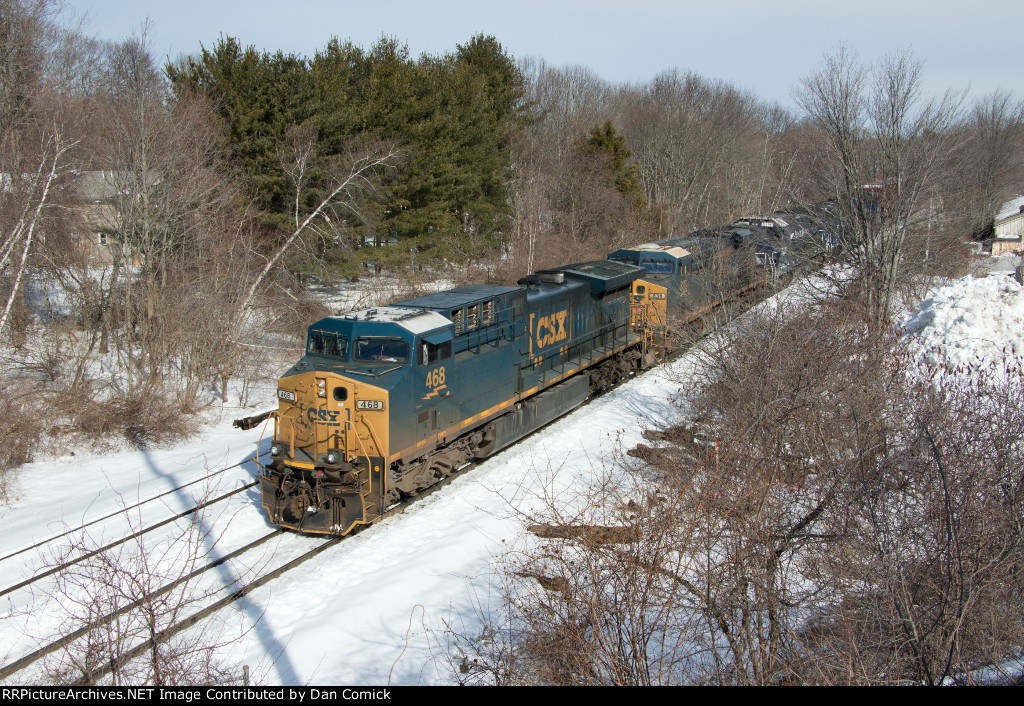 CSXT 468 Leads M427 into Rigby Yard